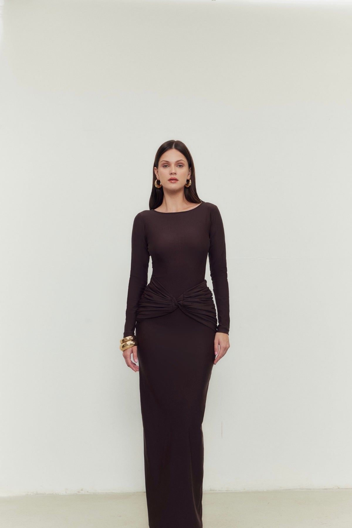 AIRA DRESS IN DARK BROWN